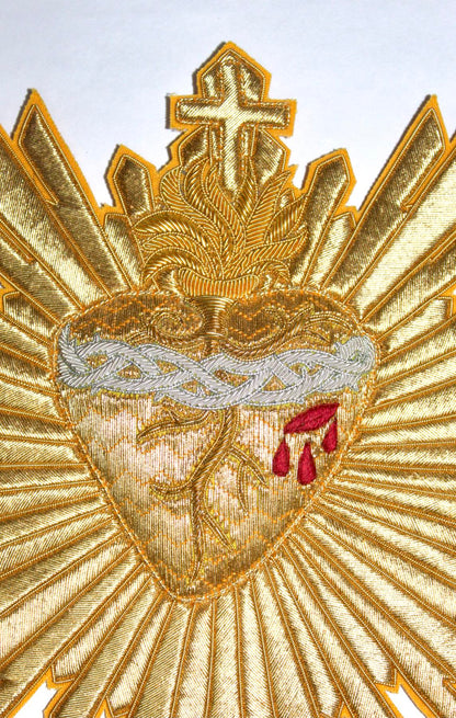 Sacred Heart Of Jesus and Rays Applique Cut Out For Catholic Vestment
