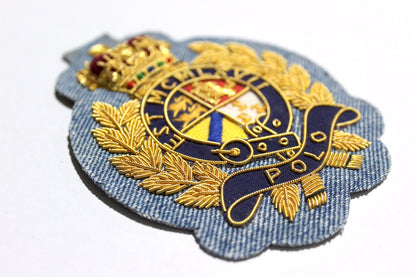 Hand-Embroidered Crest Patch – Gold Bullion Wire Badge