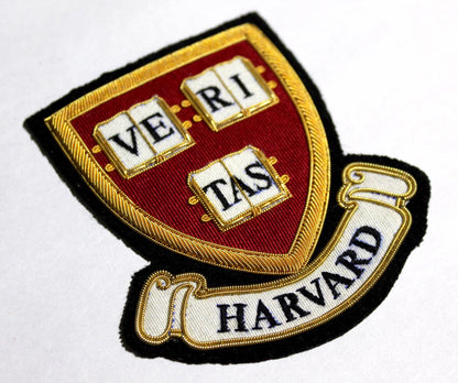 Hand-Embroidered Harvard University Patch – Gold Bullion Wire Badge