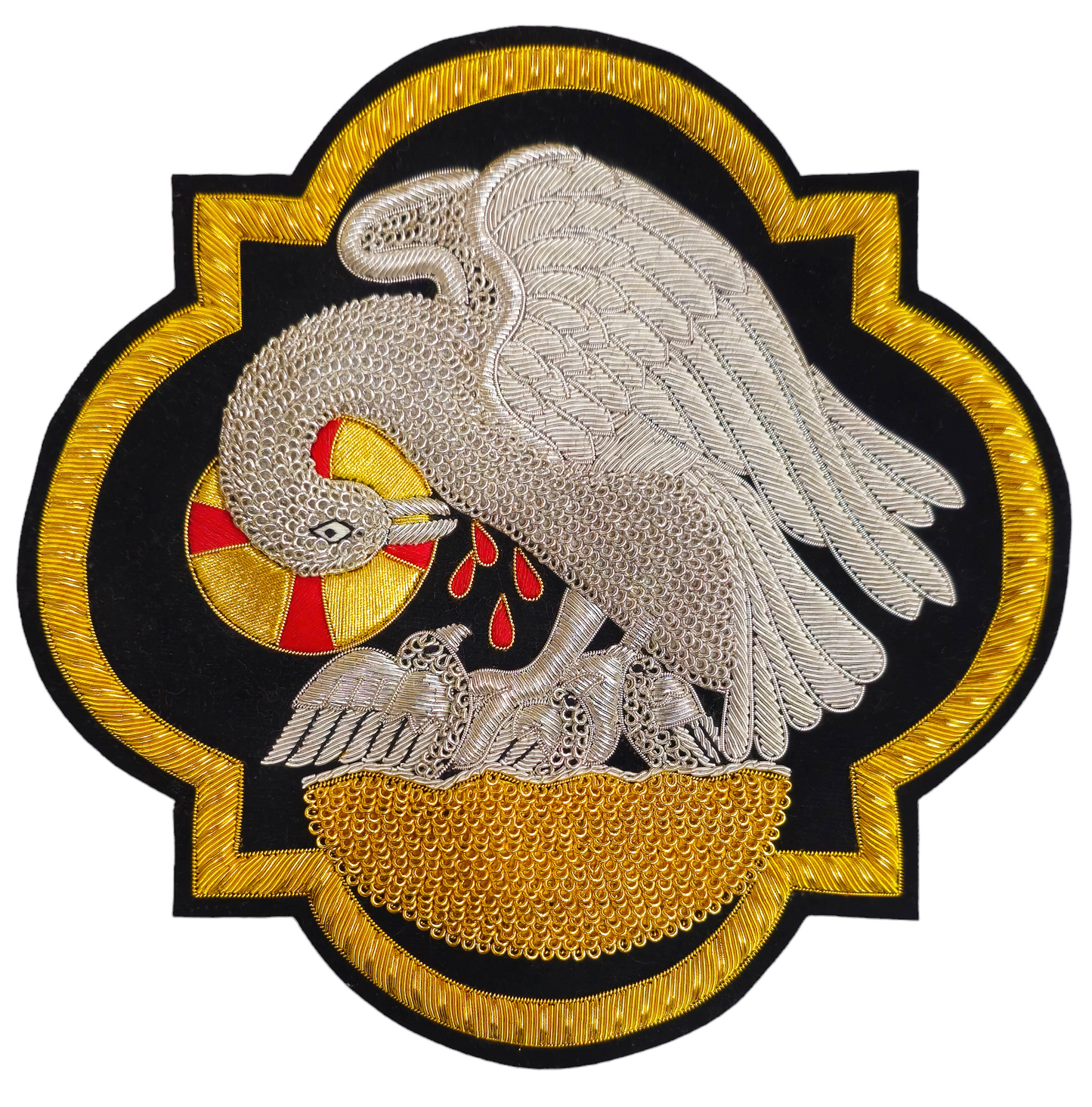 Pelican Appliqué for Catholic Vestments Sewn On Sweat Velvet