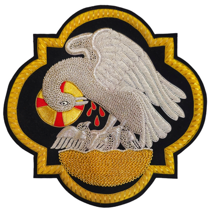 Pelican Appliqué for Catholic Vestments Sewn On Sweat Velvet
