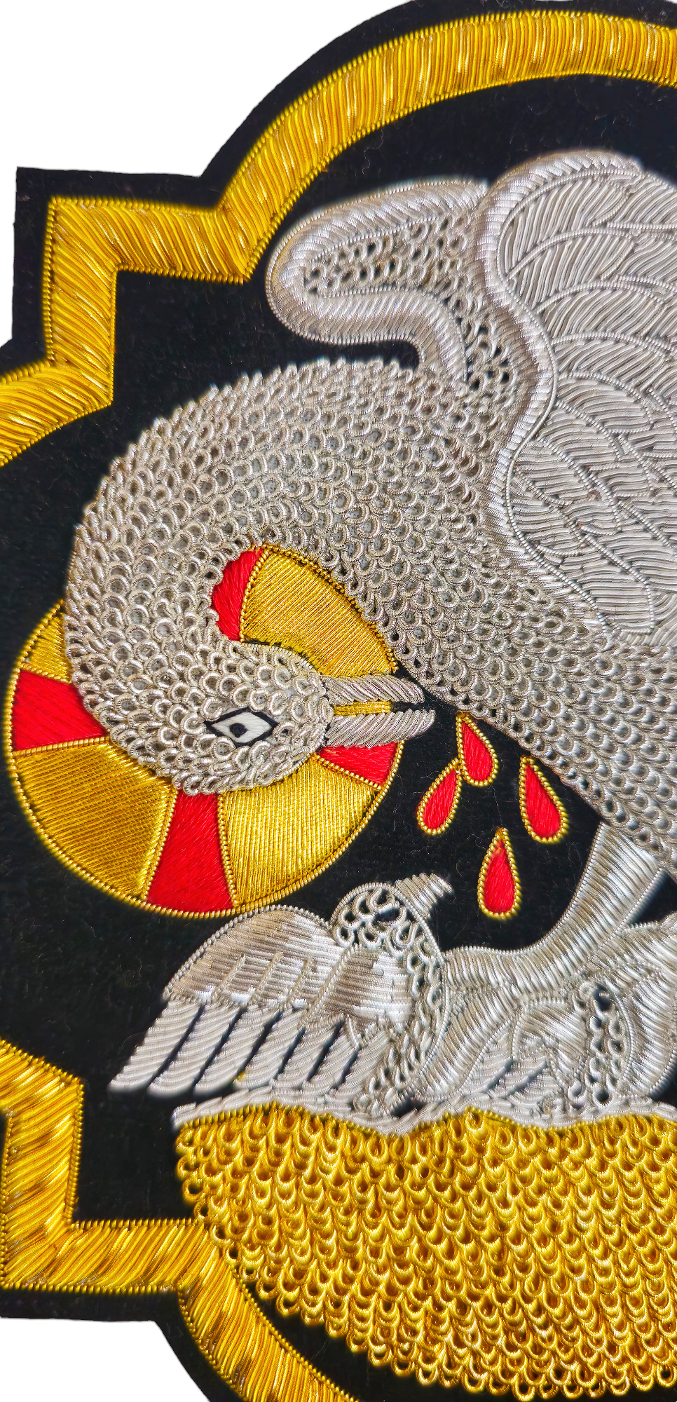 Pelican Appliqué for Catholic Vestments Sewn On Sweat Velvet