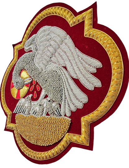 Pelican Appliqué for Catholic Vestments Sewn On Sweat Velvet