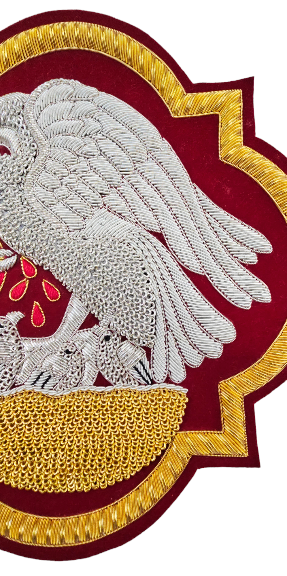 Pelican Appliqué for Catholic Vestments Sewn On Sweat Velvet
