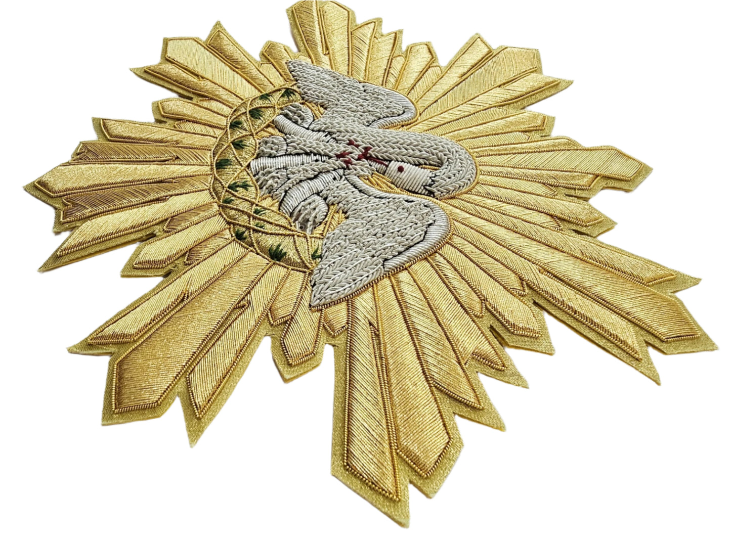Pelican in Her Piety Appliqué | Hand-Embroidered Vestment Patch with Gold &amp; Silver Bullion Rays