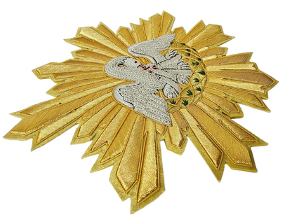 Pelican in Her Piety Appliqué | Hand-Embroidered Vestment Patch with Gold &amp; Silver Bullion Rays