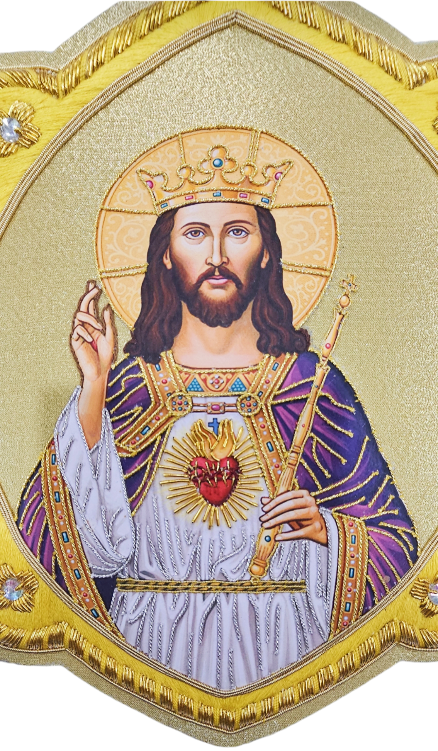 Christ sacred heart hand embroidered appliqué for catholic vestment, Catholic items
