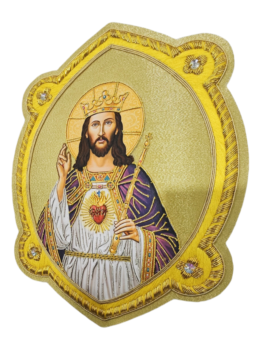 Christ sacred heart hand embroidered appliqué for catholic vestment, Catholic items