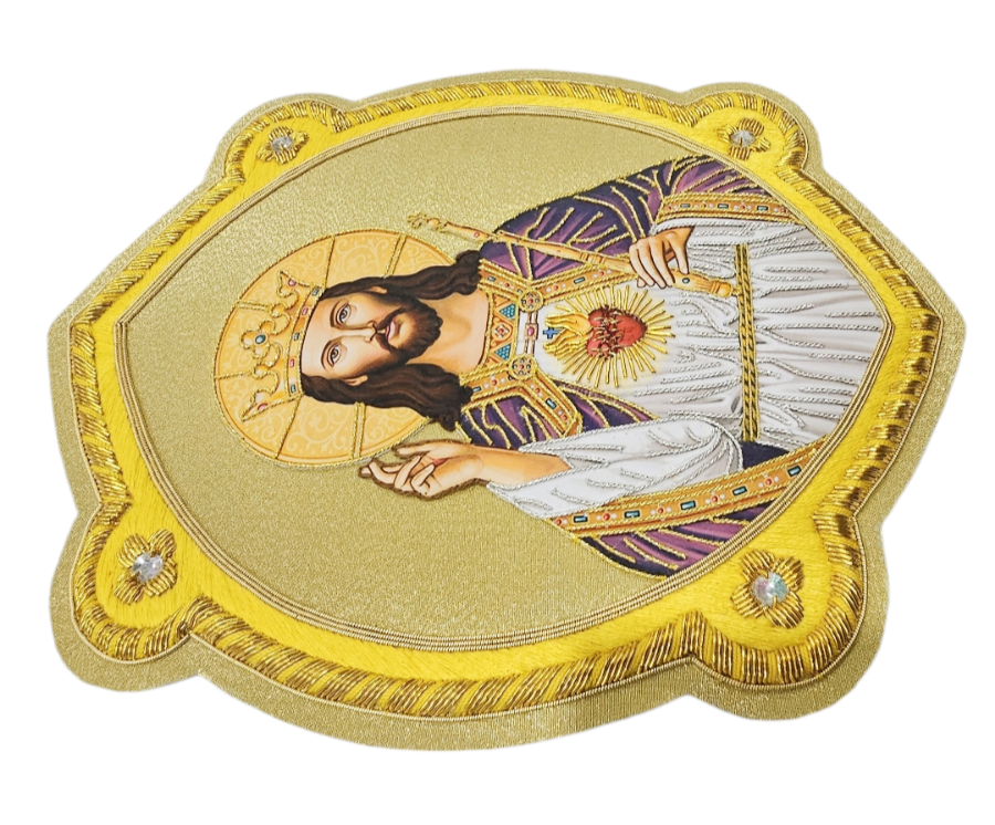 Christ sacred heart hand embroidered appliqué for catholic vestment, Catholic items