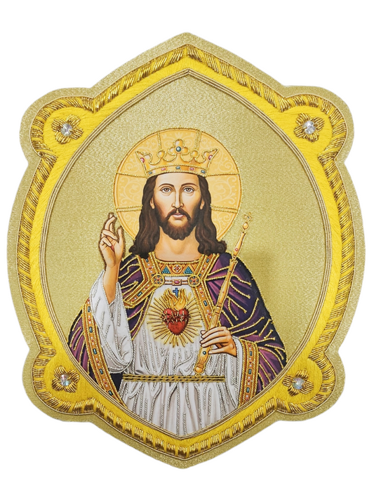 Christ sacred heart hand embroidered appliqué for catholic vestment, Catholic items