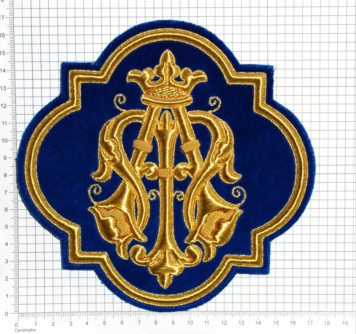 Virgin Mary (Marian) Emblem Appliqué for Catholic Vestments