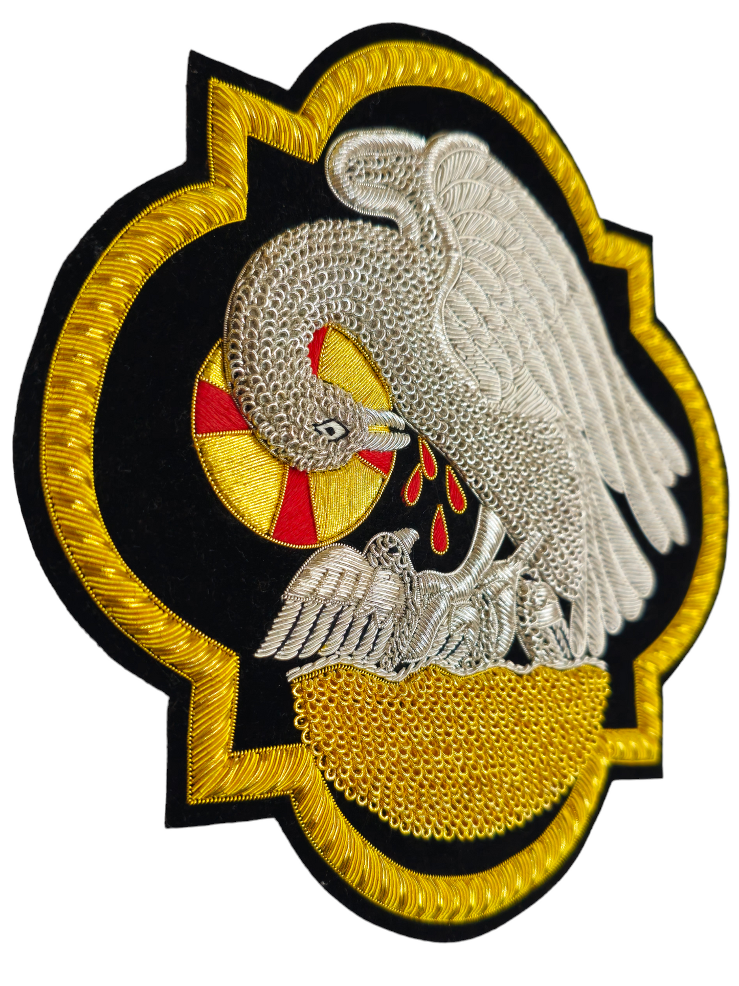 Pelican Appliqué for Catholic Vestments Sewn On Sweat Velvet