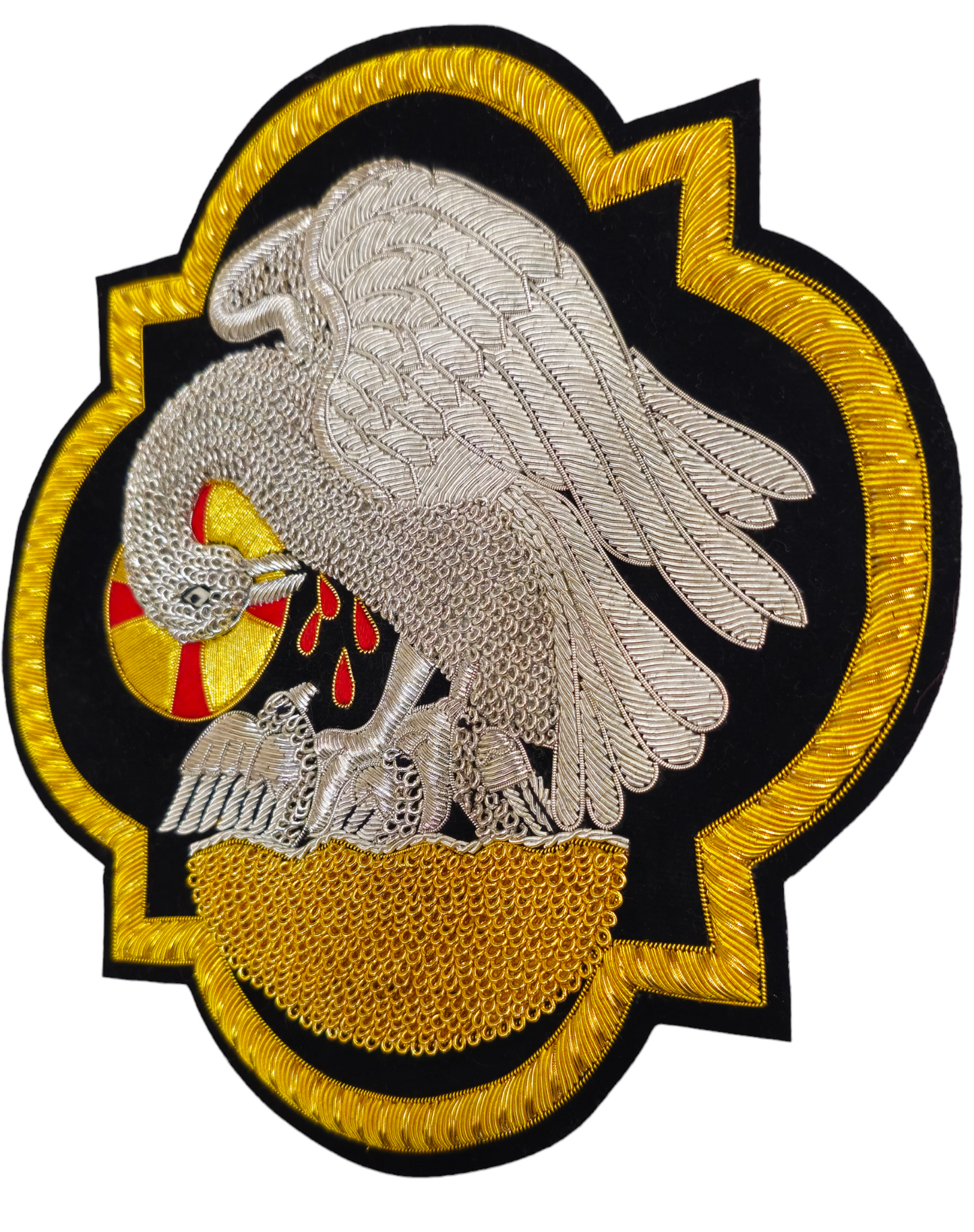 Pelican Appliqué for Catholic Vestments Sewn On Sweat Velvet
