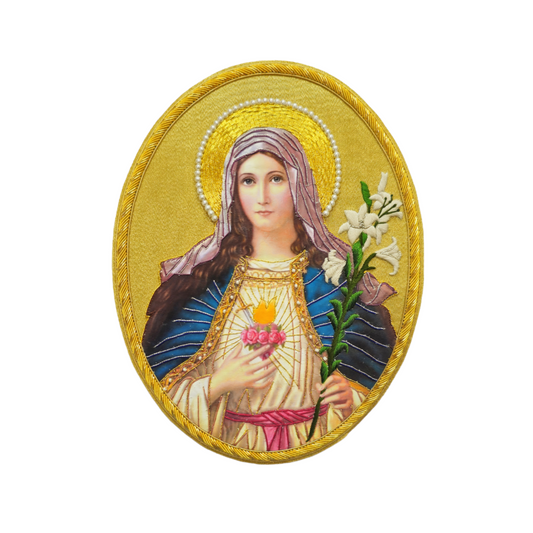 Immaculate Heart of Virgin Mary Goldwork Applique for Church Vestments