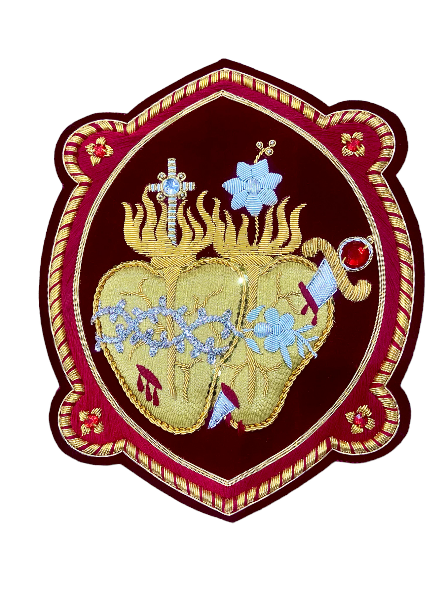 Jesus sacred heart and Mary immaculate heart hand embroidered for vestments