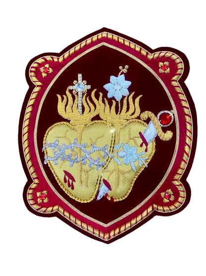 Jesus sacred heart and Mary immaculate heart hand embroidered for vestments