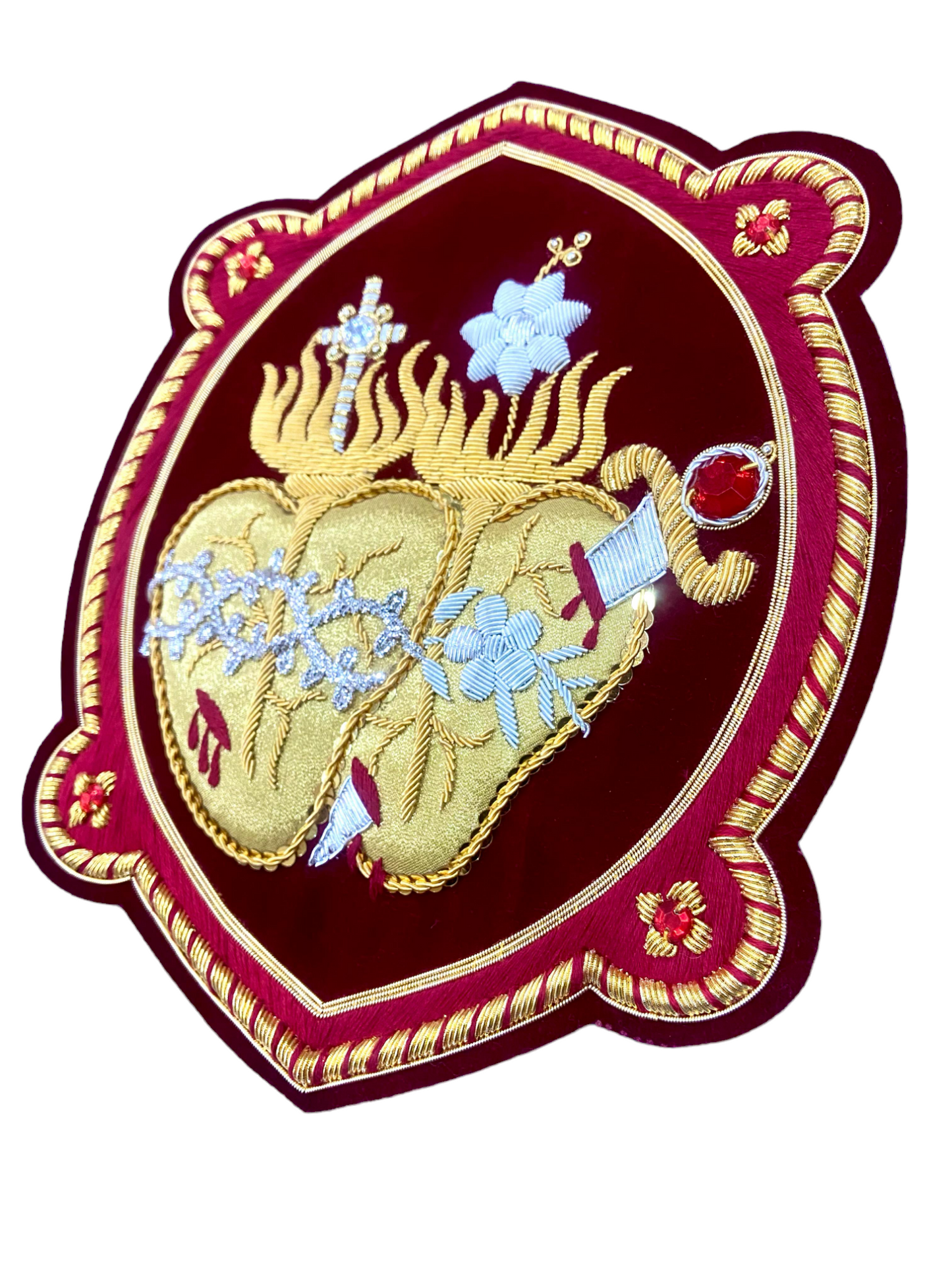 Jesus sacred heart and Mary immaculate heart hand embroidered for vestments