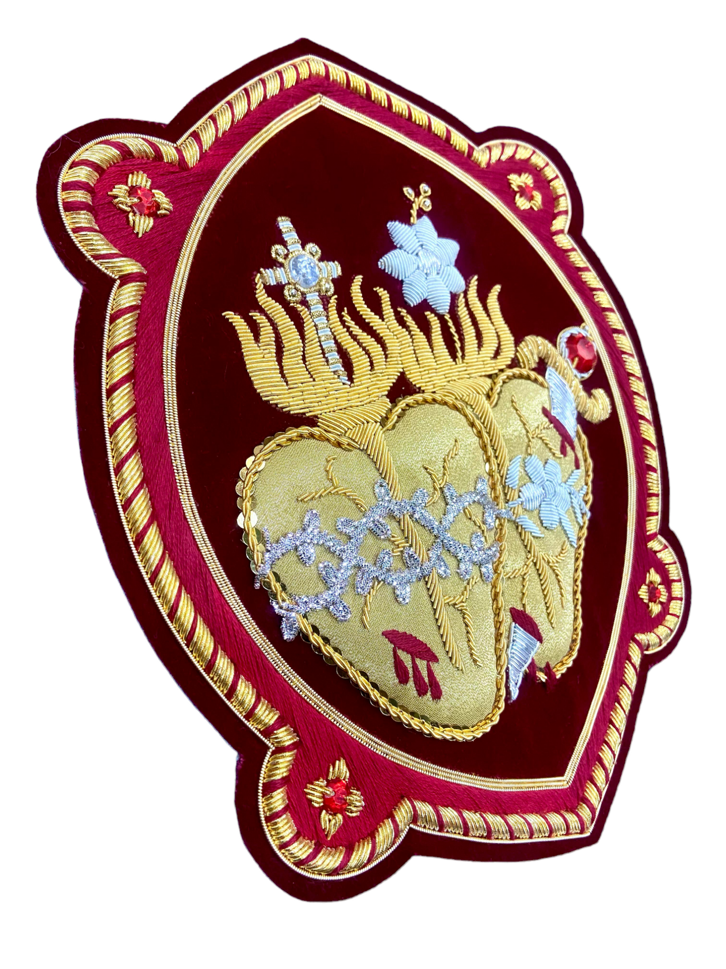 Jesus sacred heart and Mary immaculate heart hand embroidered for vestments