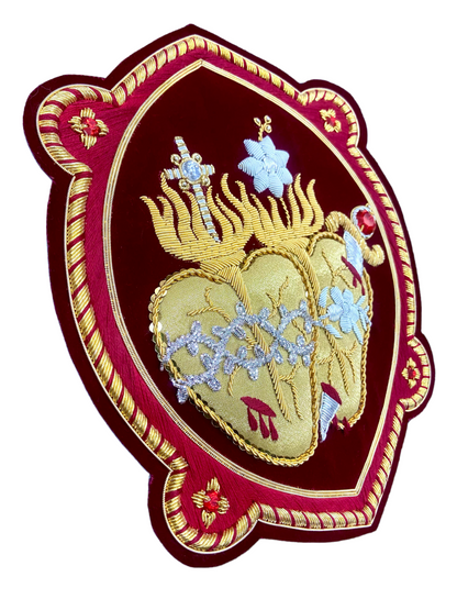 Jesus sacred heart and Mary immaculate heart hand embroidered for vestments