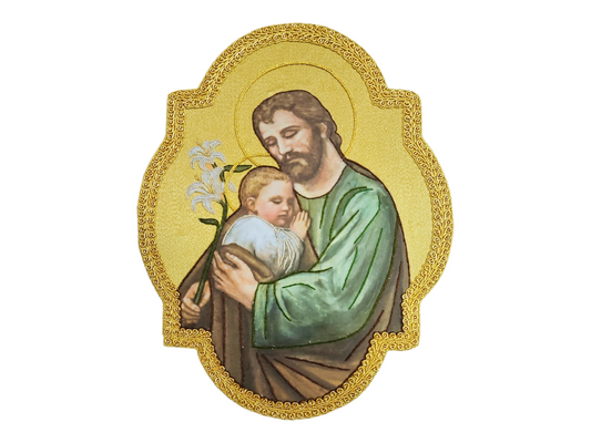 Baby Jesus and saint Joseph hand embroidered appliqué for catholic vestment