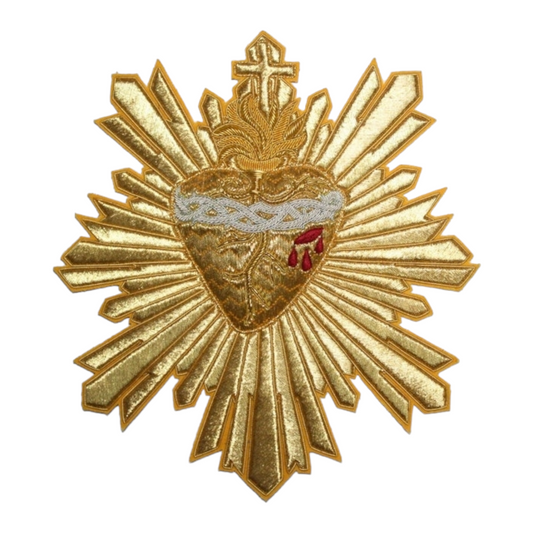 Sacred Heart Of Jesus and Rays Applique Cut Out For Catholic Vestment