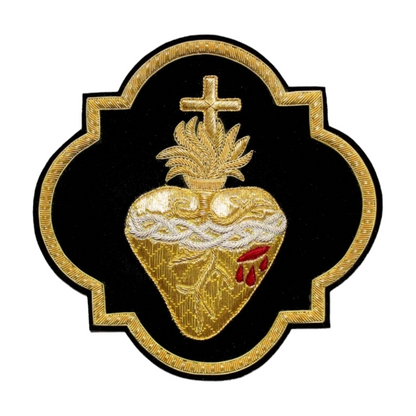 Sacred Heart Appliqué – Hand-Embroidered Bullion Work for Catholic Vestments