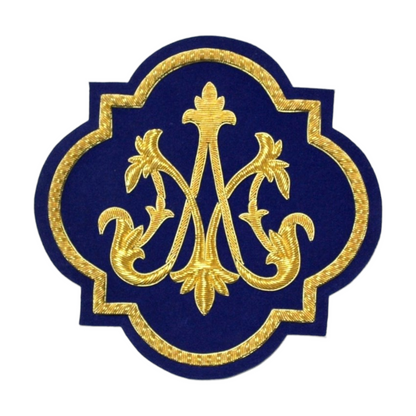 Marian Hand-Embroidered Liturgical Church Emblem for Vestments - Sewn on, Available in Multi Colors