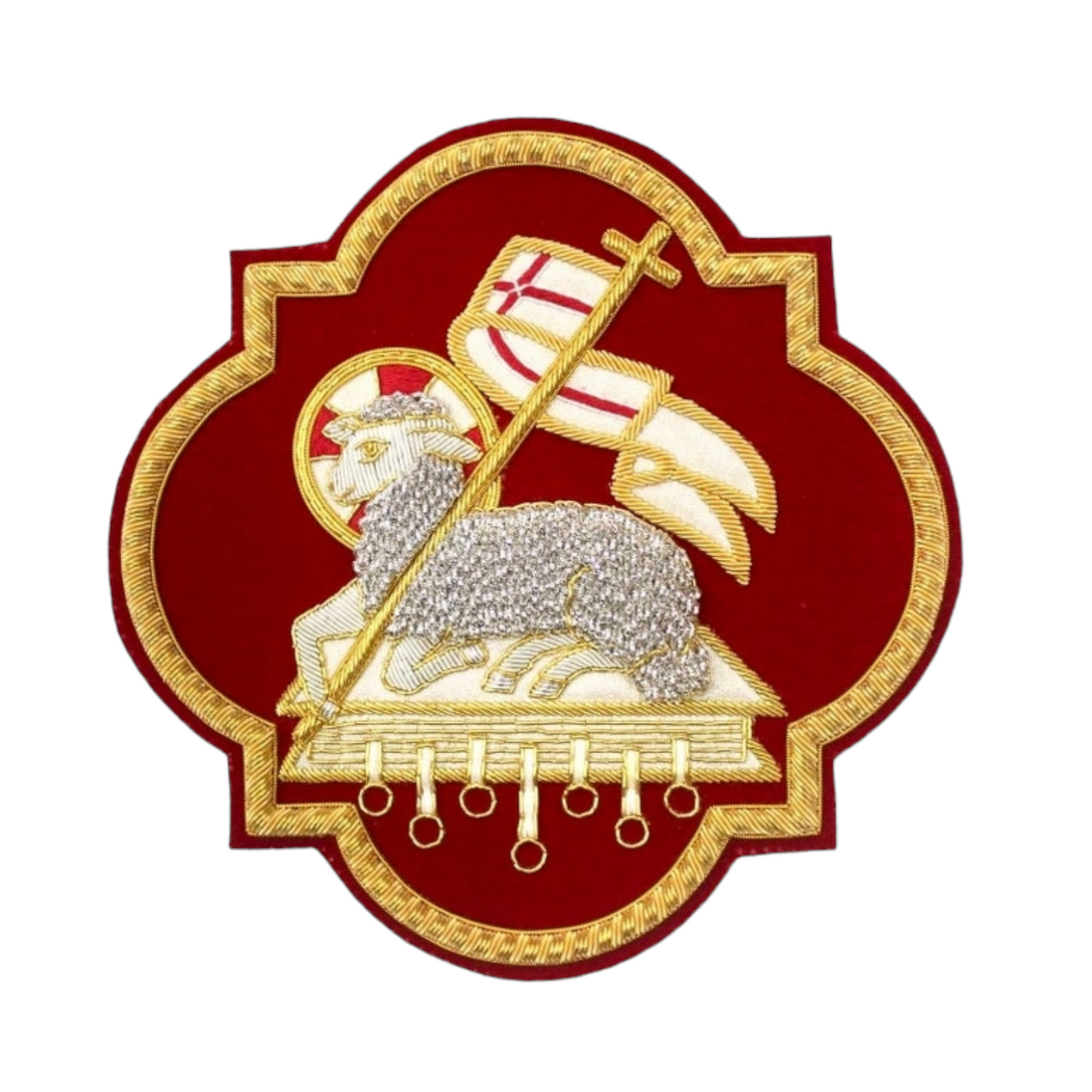 Holy Lamb Hand-Embroidered Liturgical Church Emblem Appliqué for Vestments