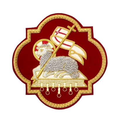 Holy Lamb Hand-Embroidered Liturgical Church Emblem Appliqué for Vestments