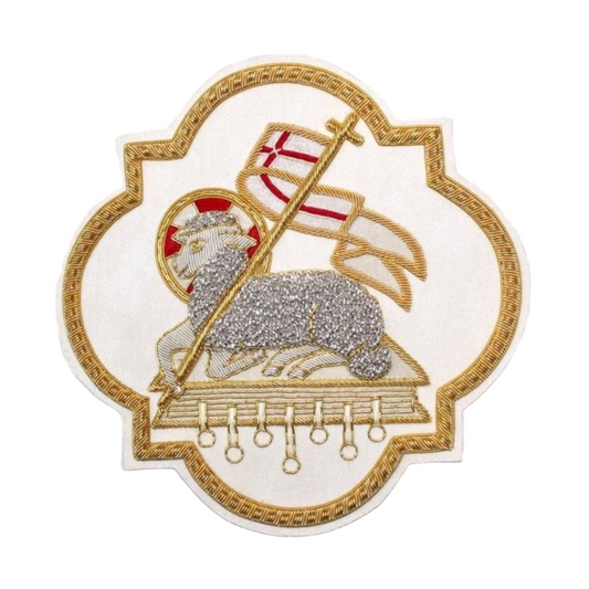 Holy Lamb Hand-Embroidered Liturgical Church Emblem Appliqué for Vestments