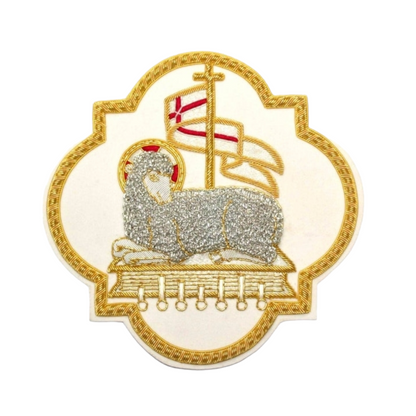 Holy Lamb Hand-Embroidered Liturgical Church Emblem Appliqué for Vestments