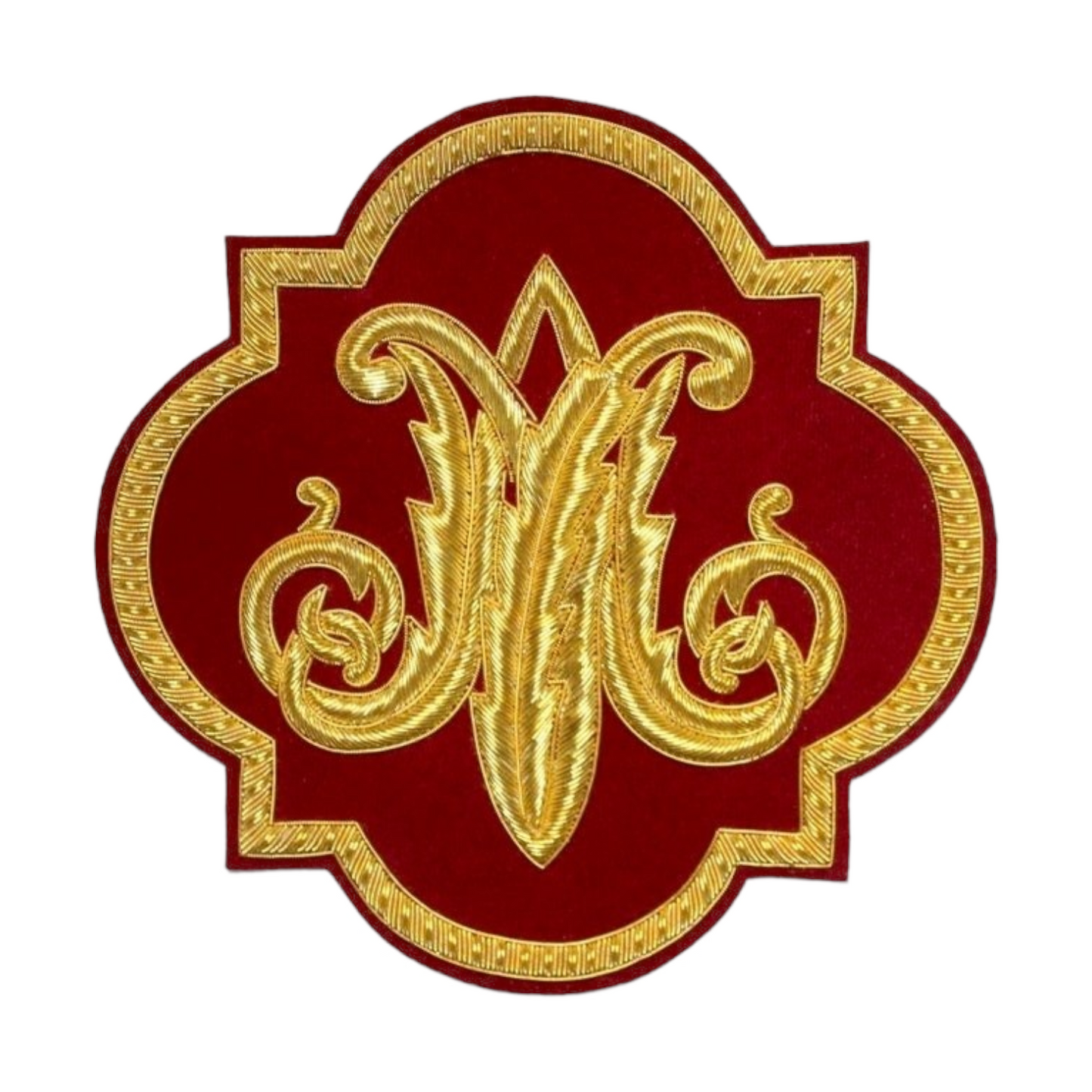 Marian Hand-Embroidered Liturgical Church Emblem for Vestments