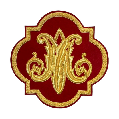 Marian Hand-Embroidered Liturgical Church Emblem for Vestments