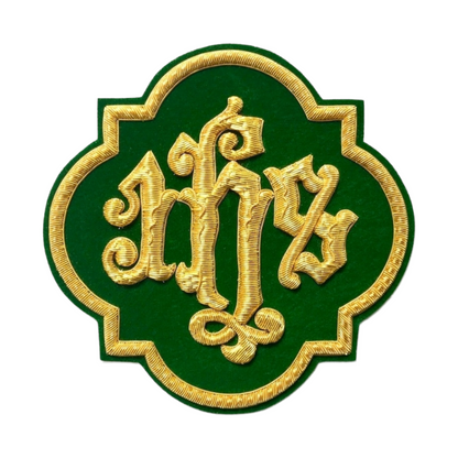 IHS Gold Bullion Hand-Embroidered Appliqué For Catholic Vestment