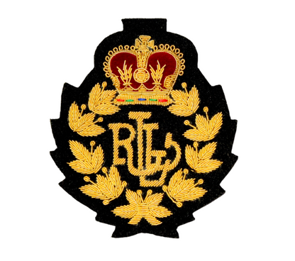 Hand-Embroidered Gold Bullion Fashion Patch – Crown and Laurel Design Sewn On Black Felt