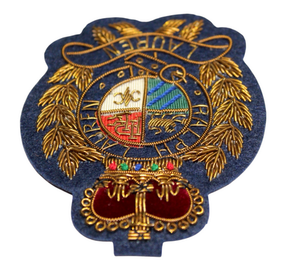 Lauren Hand-Embroidered Crest Patch on Navy Blue Felt – Perfect for Blazers, Jackets, and T-Shirts