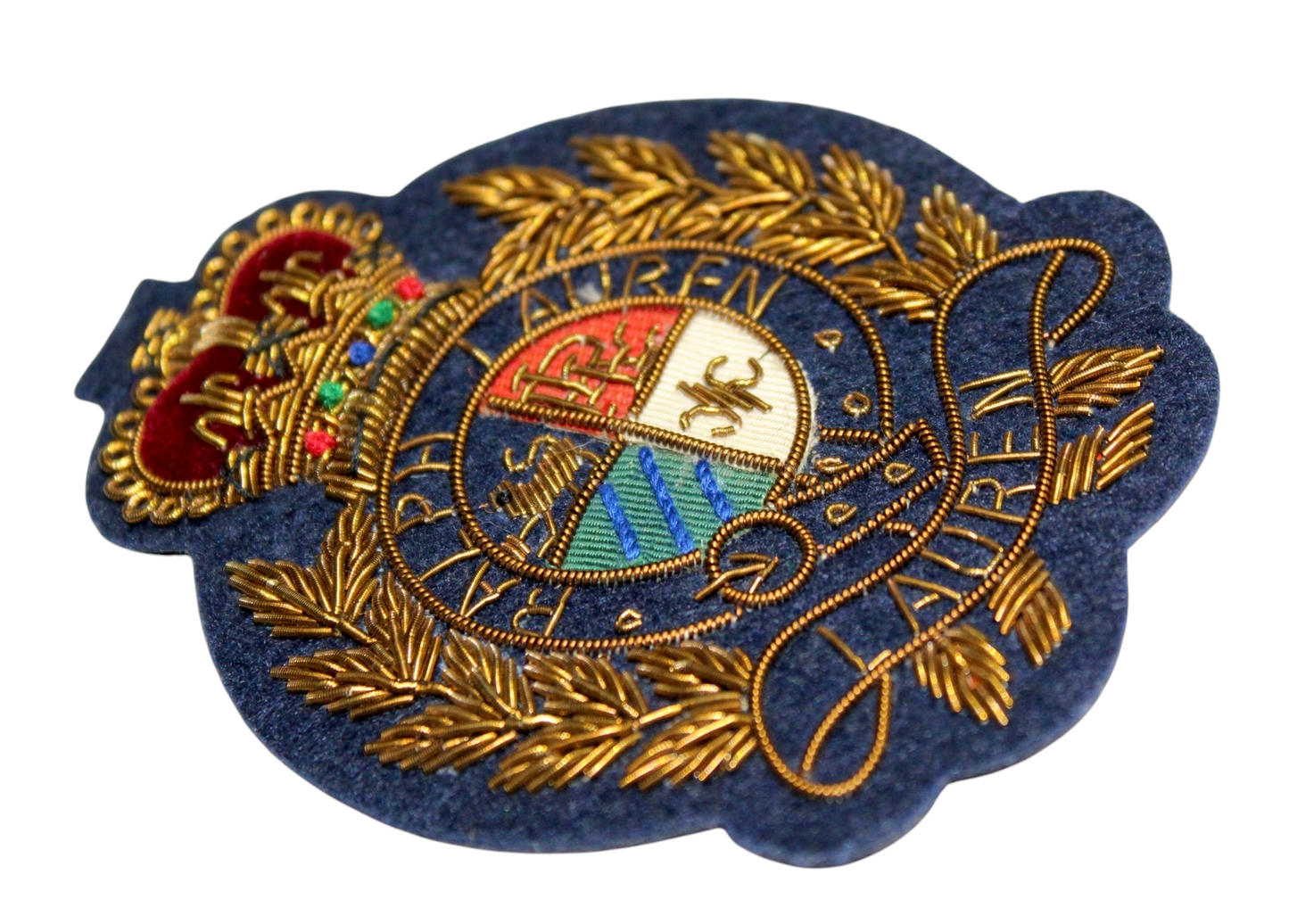 Lauren Hand-Embroidered Crest Patch on Navy Blue Felt – Perfect for Blazers, Jackets, and T-Shirts