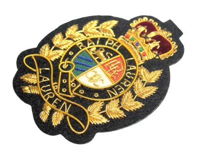 Lauren Hand-Embroidered Crest Patch on Black Felt – Perfect for Blazers, Jackets, and T-Shirts