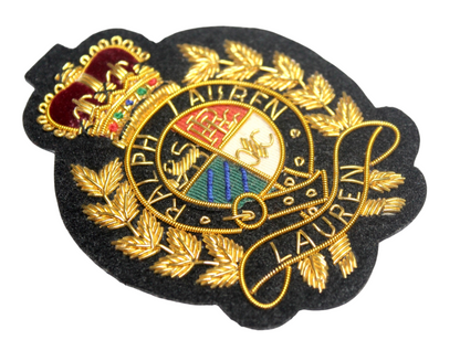 Lauren Hand-Embroidered Crest Patch on Black Felt – Perfect for Blazers, Jackets, and T-Shirts
