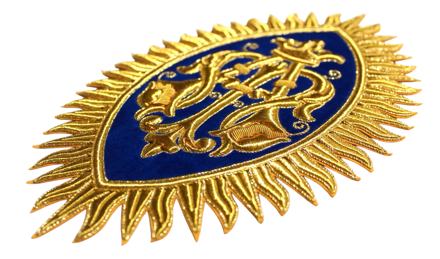 Exquisite Hand-Embroidered Marian Emblem for Catholic Church Vestments