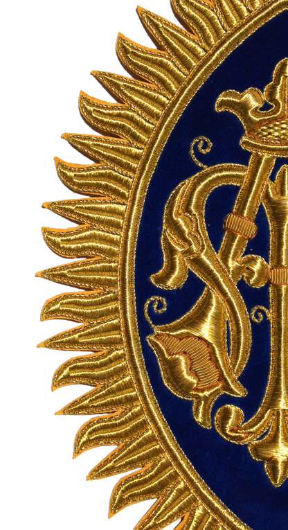 Exquisite Hand-Embroidered Marian Emblem for Catholic Church Vestments