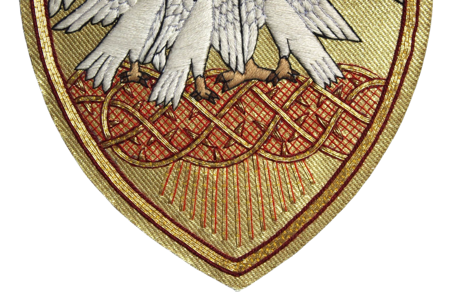 Pelican Emblem Appliqué for Catholic Vestments Sewn On Gold Cloth