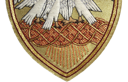 Pelican Emblem Appliqué for Catholic Vestments Sewn On Gold Cloth
