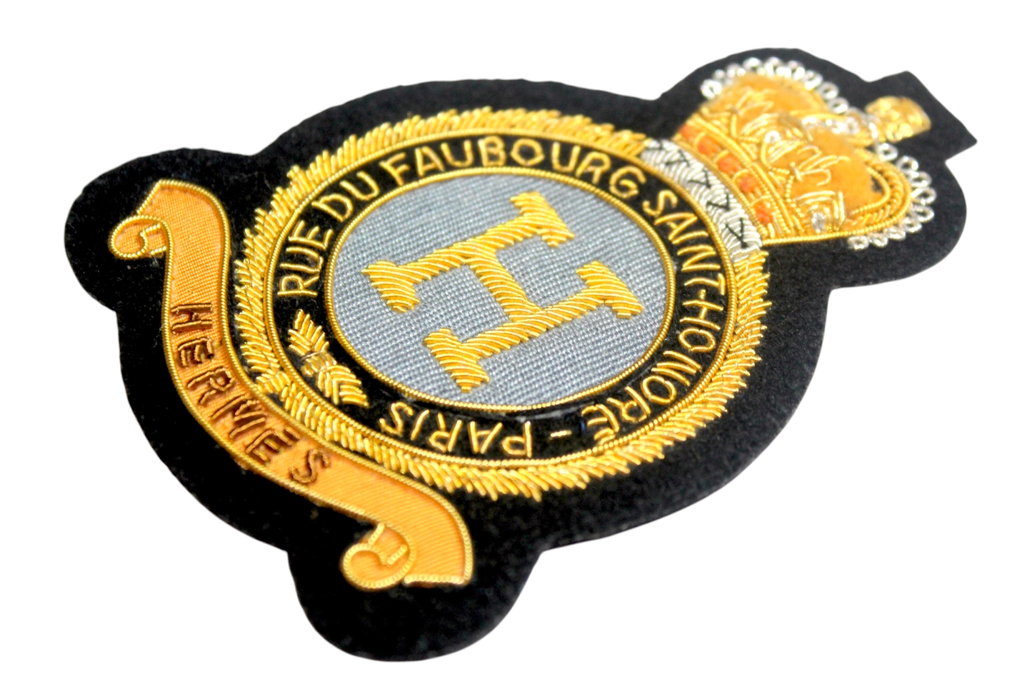 Hand Embroidered Bullion Wire Blazer &amp; T-Shirt Fashion Patch Sewn On Black Felt