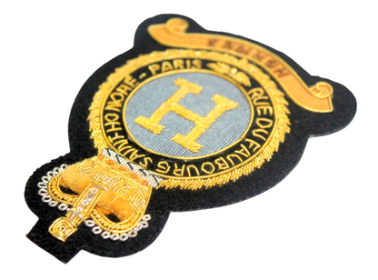 Hand Embroidered Bullion Wire Blazer &amp; T-Shirt Fashion Patch Sewn On Black Felt