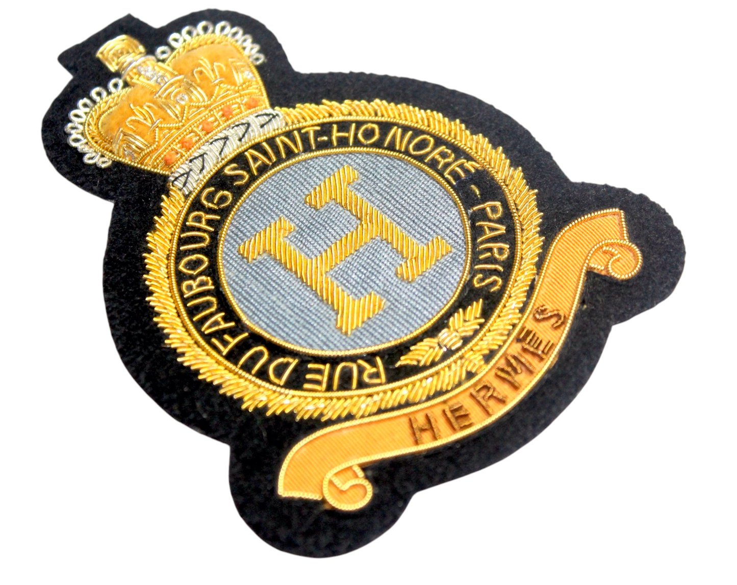 Hand Embroidered Bullion Wire Blazer &amp; T-Shirt Fashion Patch Sewn On Black Felt