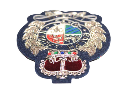 Lauren Hand-Embroidered Crest Patch on Navy Blue Felt – Perfect for Blazers, Jackets, and T-Shirts