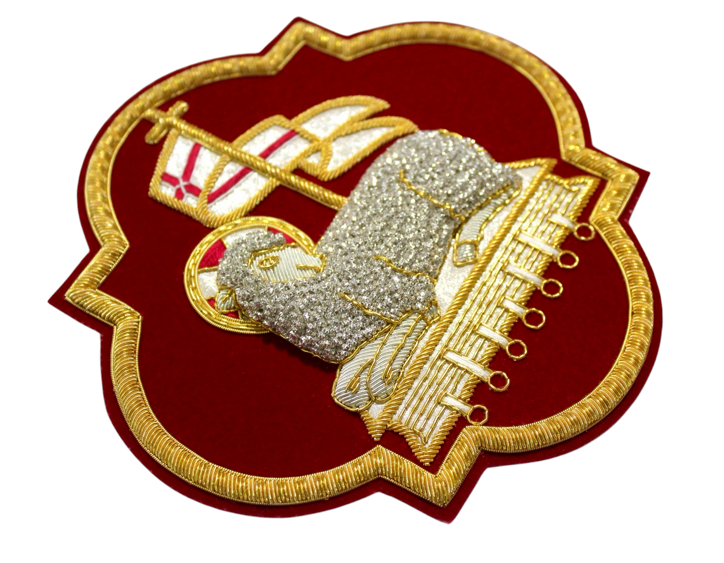 Holy Lamb Hand-Embroidered Liturgical Church Emblem Appliqué for Vestments