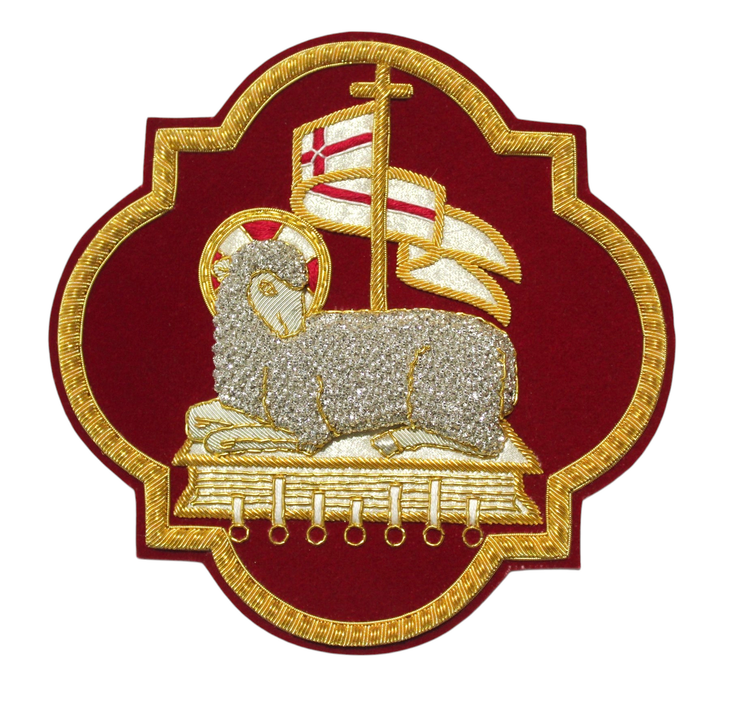 Holy Lamb Hand-Embroidered Liturgical Church Emblem Appliqué for Vestments