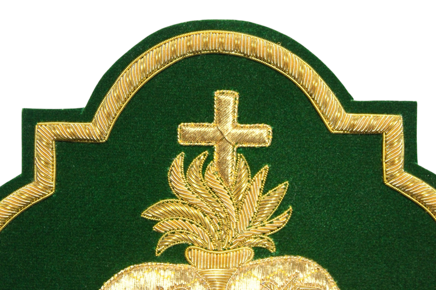 Sacred Heart Appliqué – Hand-Embroidered Bullion Work for Catholic Vestments